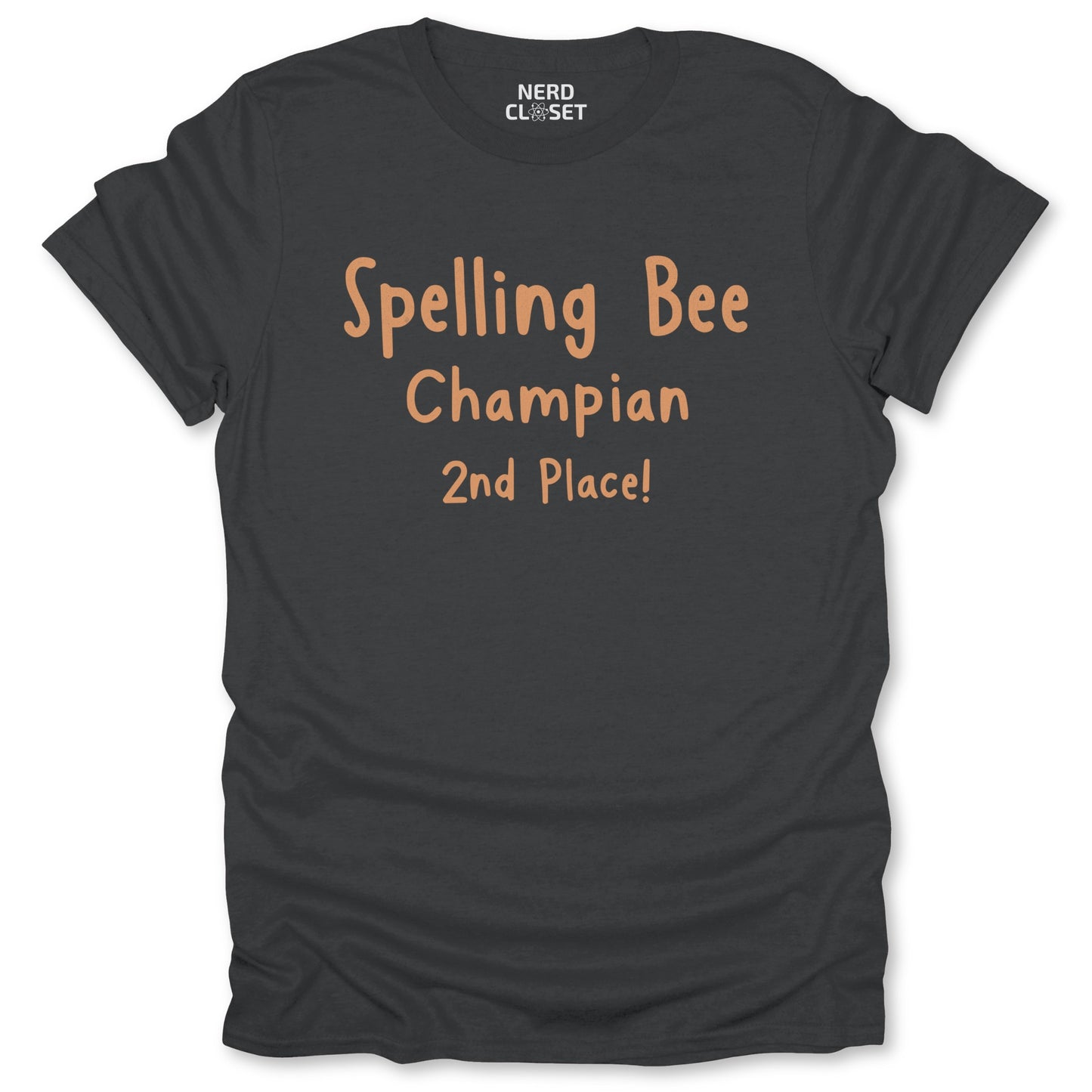Spelling Bee Champian T-Shirt - Funny Bookish Tee for Nerds & Geeks in Charcoal