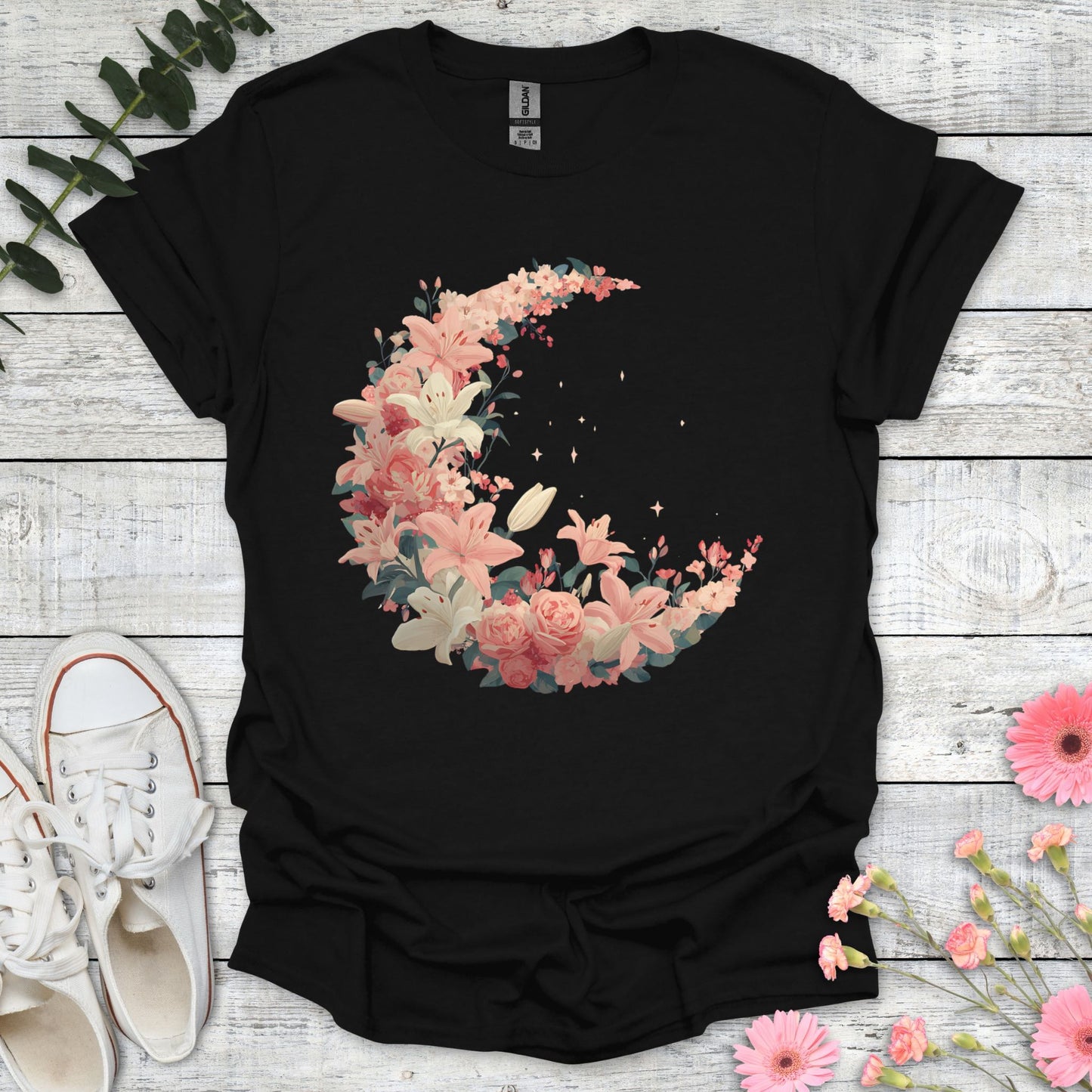 Flower Moon T-Shirt | Comfort Colors® 1717 Black Boba