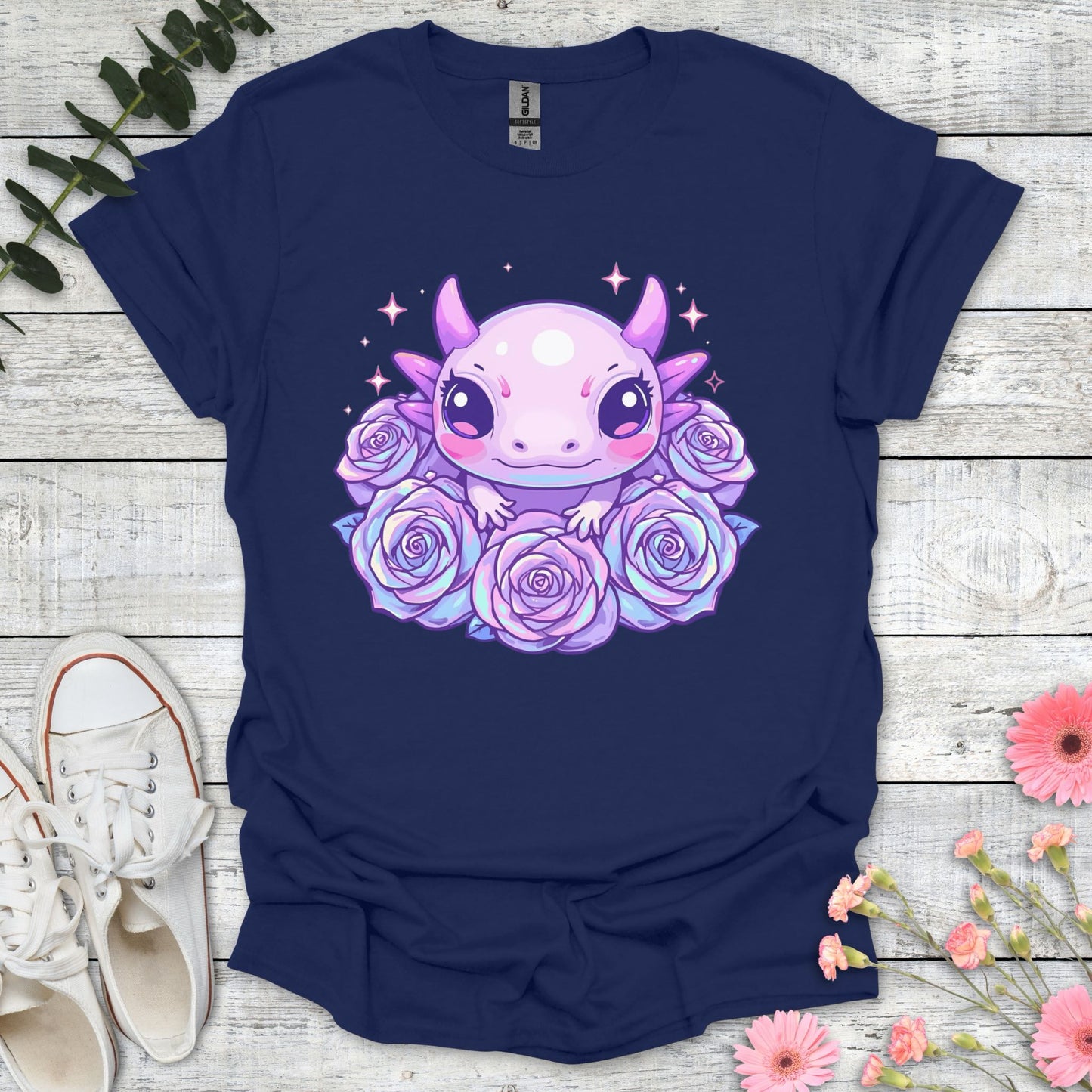 Cute Axolotl T-Shirt | Comfort Colors® 1717 Navy
