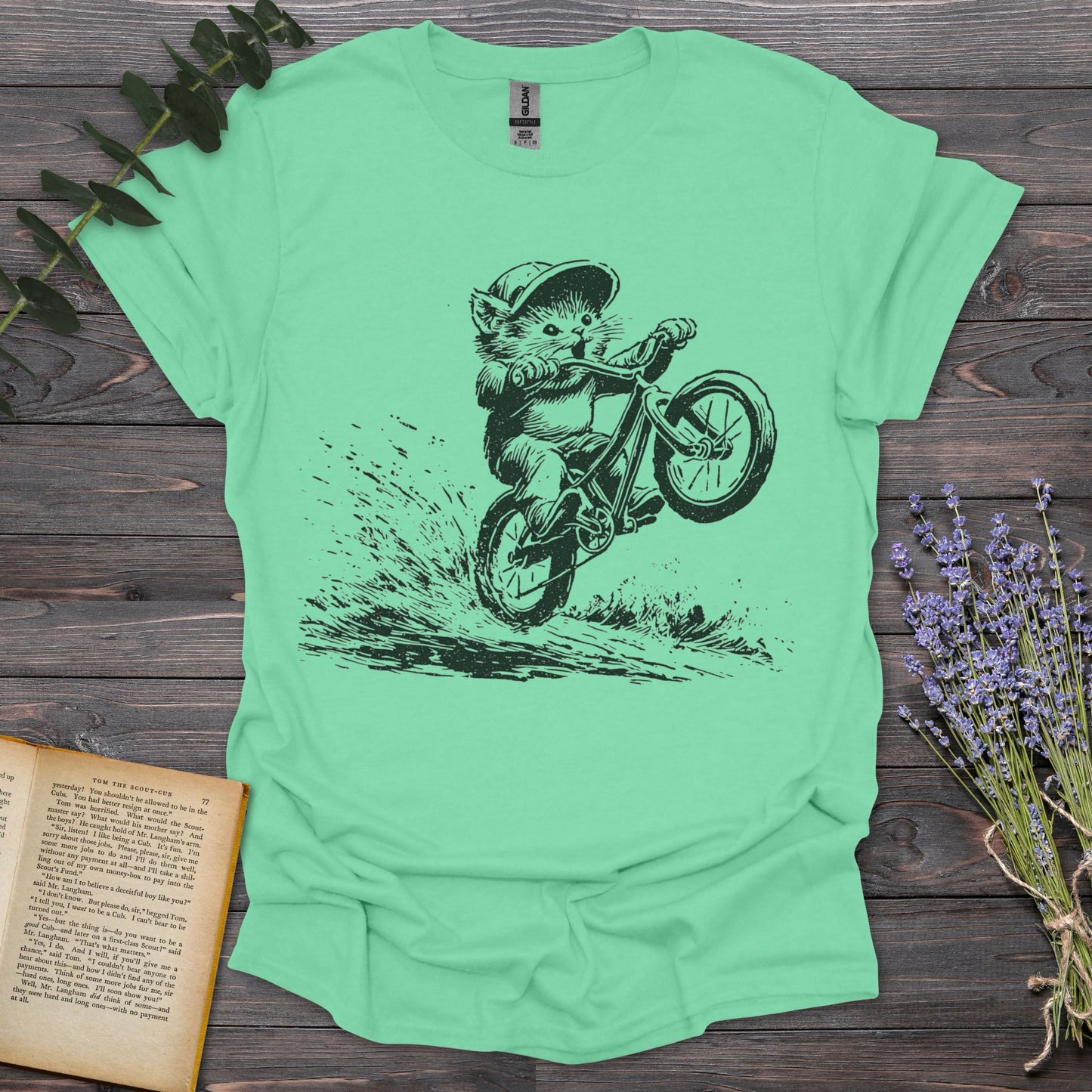 Mouse Bike T-Shirt | Comfort Colors® 1717 Mint