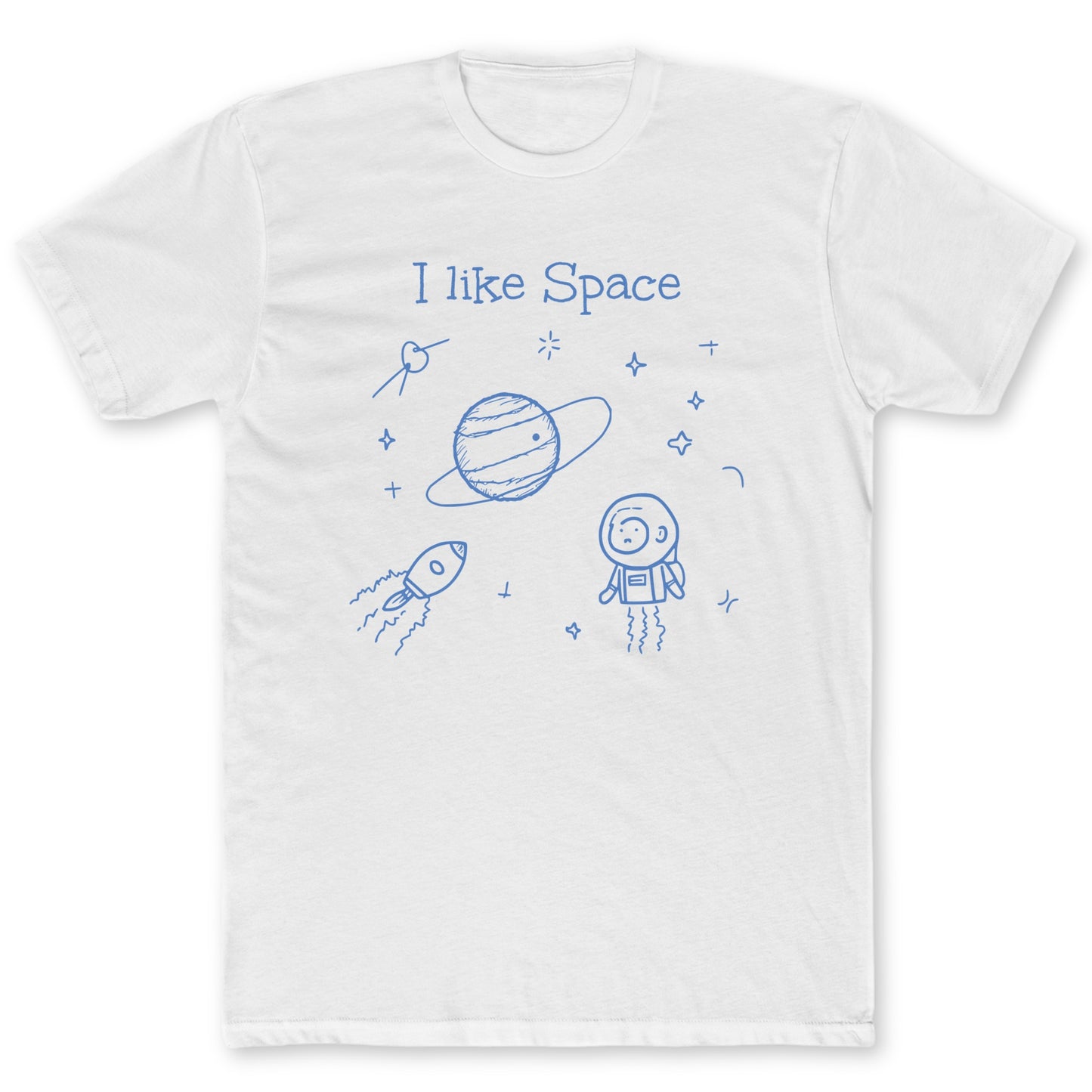 I Like Space Doodle T-Shirt - Funny Space Tee for Nerds & Geeks in White