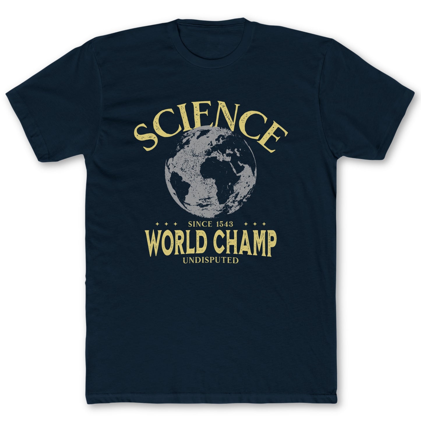 Science World Champ T-Shirt - Funny Science Tee for Nerds & Geeks in Navy