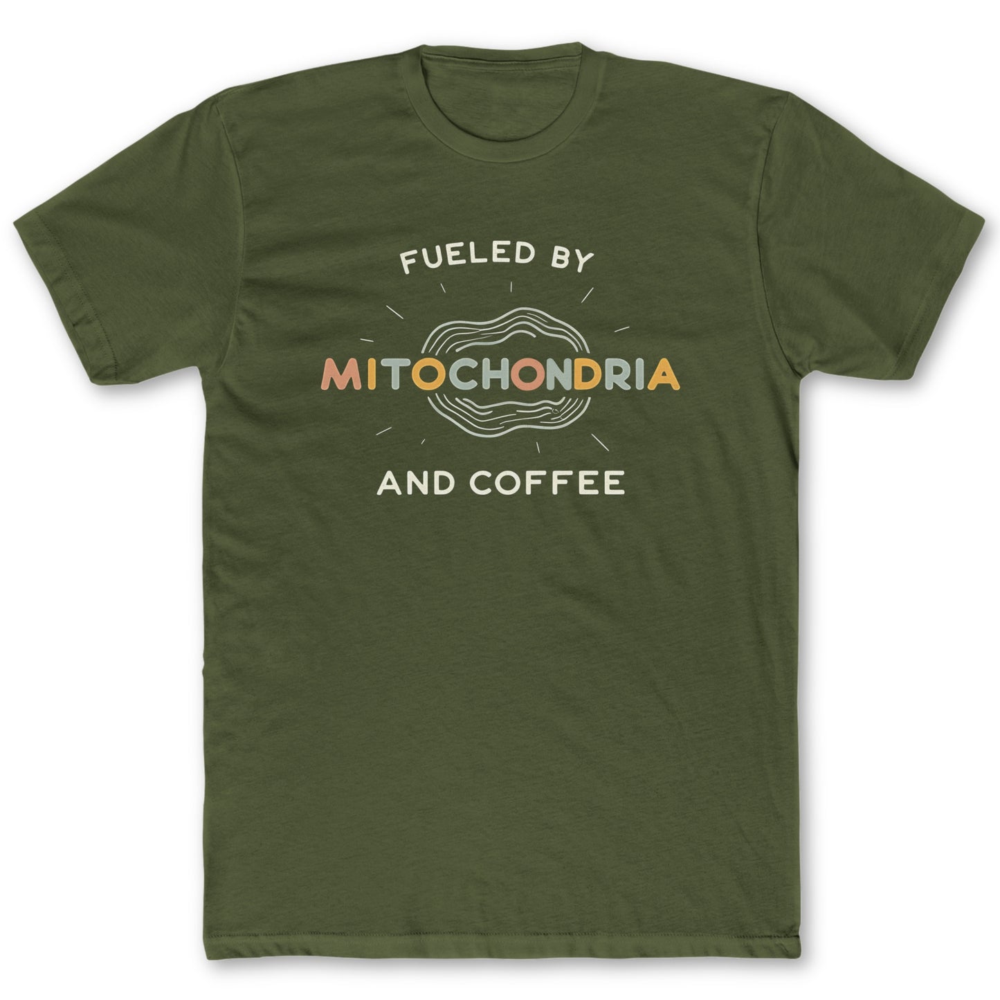 Mitochondria T-Shirt - Funny Science Tee for Nerds & Geeks in Military Green