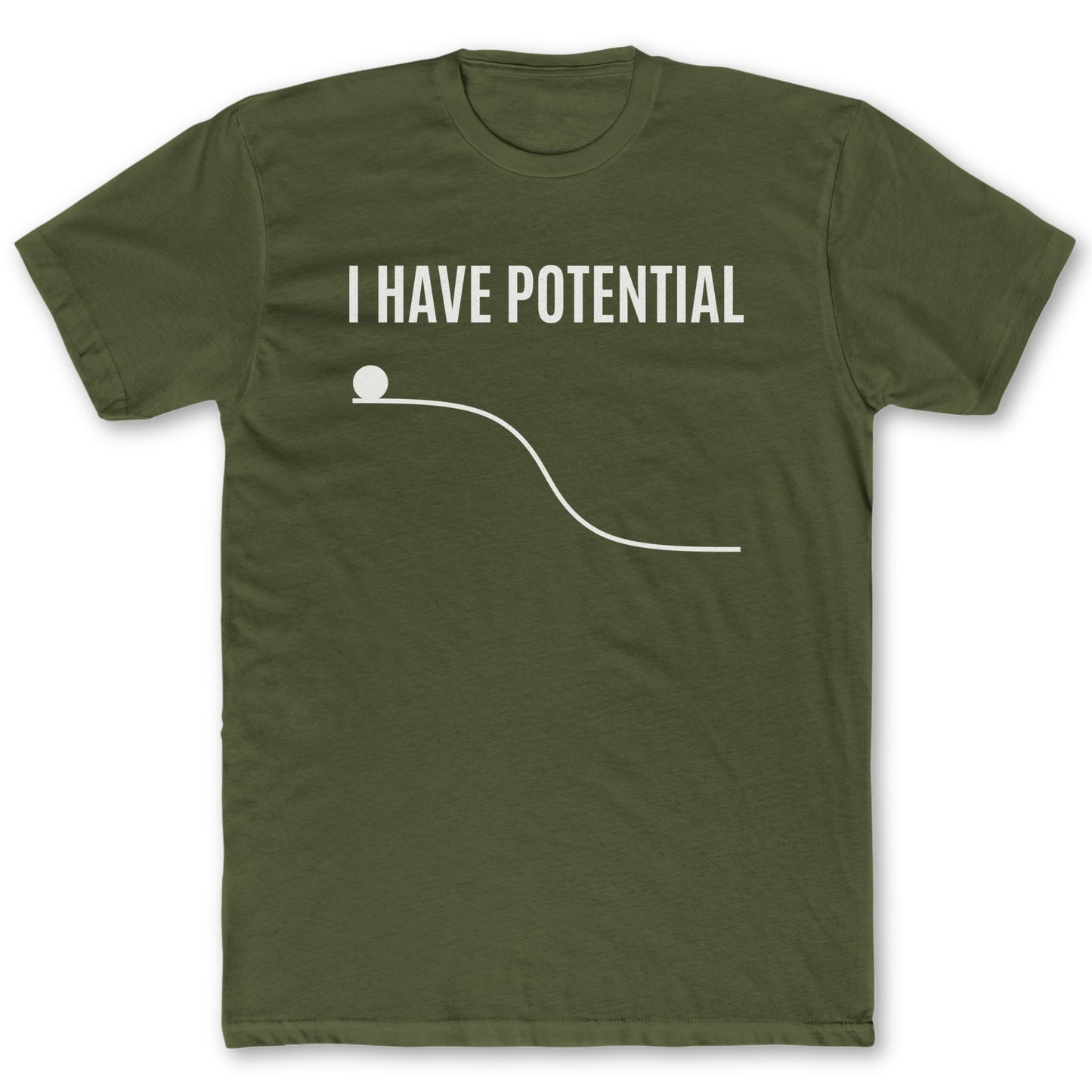 Potential T-Shirt - Funny Science Tee for Nerds & Geeks in Military Green