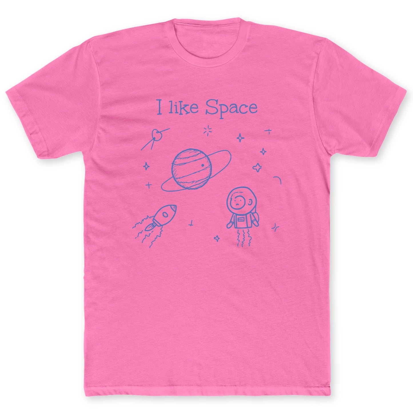 I Like Space Doodle T-Shirt - Funny Space Tee for Nerds & Geeks in Azalea