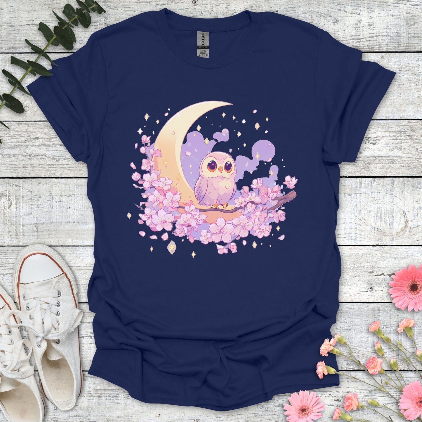 Moon Owl T-Shirt | Comfort Colors® 1717 Navy