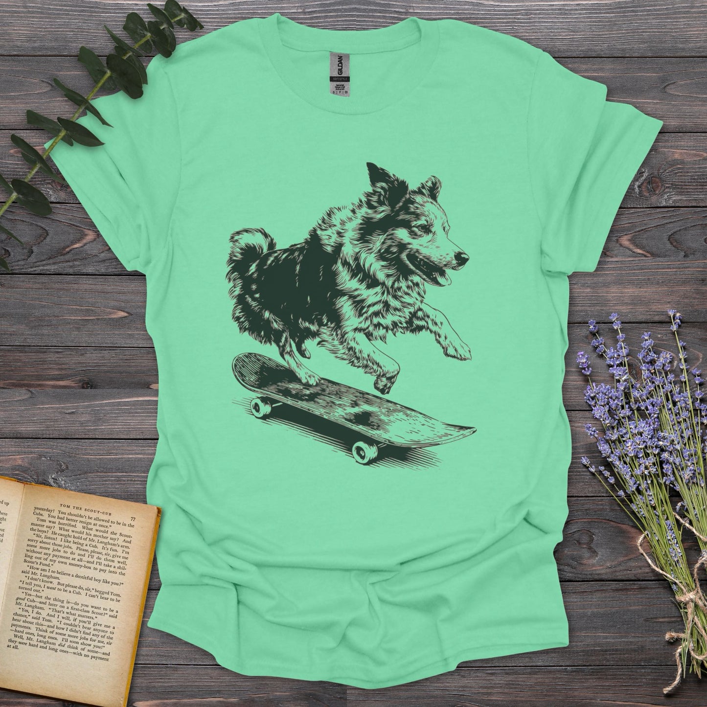 Dog Skater T-Shirt | Comfort Colors® 1717 Mint