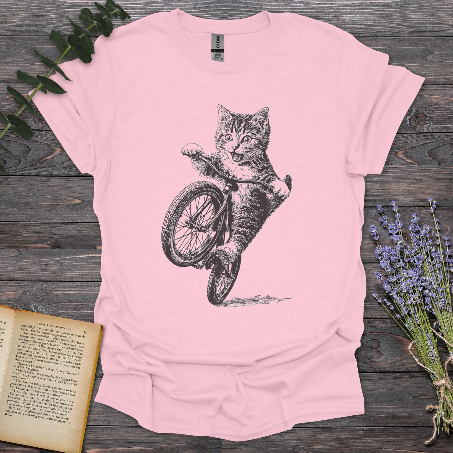 Kitten Bike T-Shirt | Comfort Colors® 1717 Light Pink