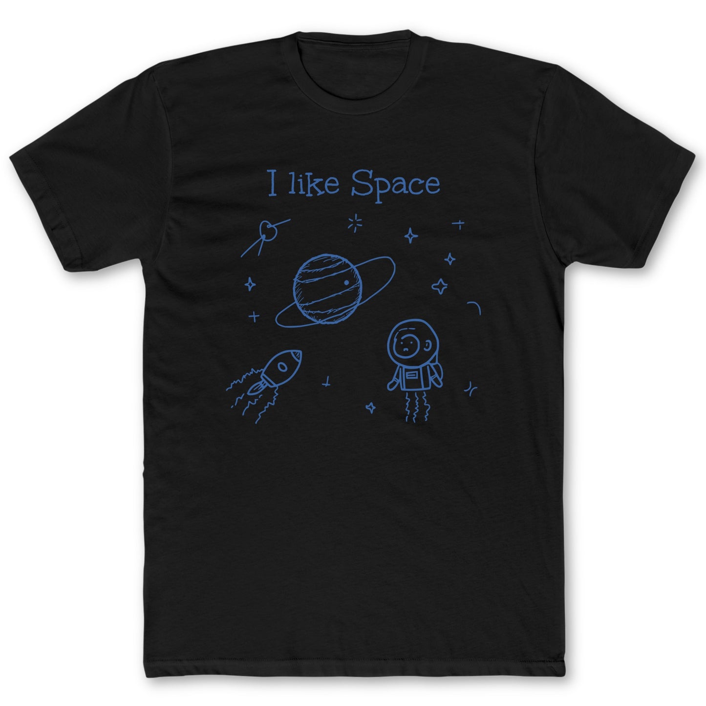 I Like Space Doodle T-Shirt - Funny Space Tee for Nerds & Geeks in Black
