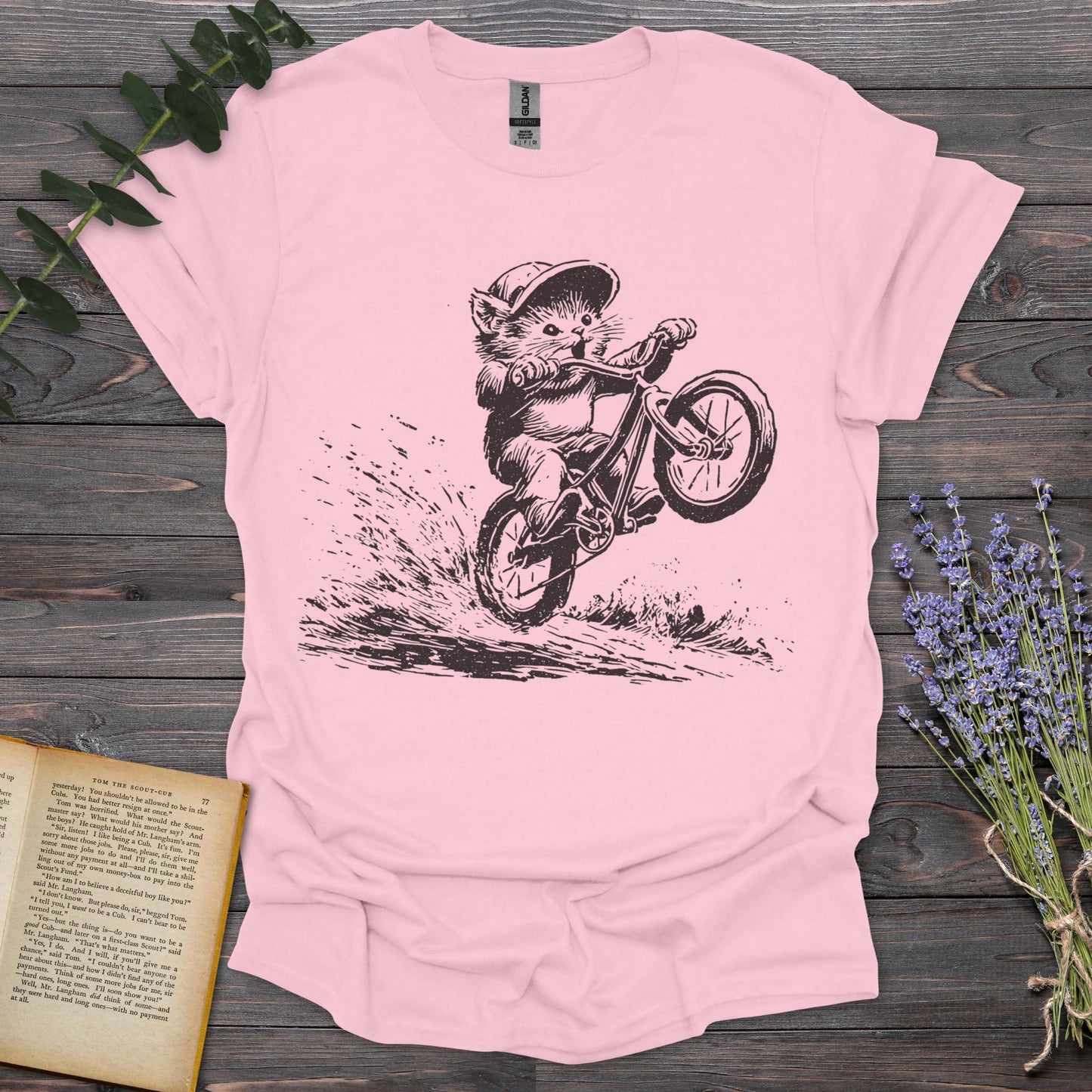 Mouse Bike T-Shirt | Comfort Colors® 1717 Light Pink