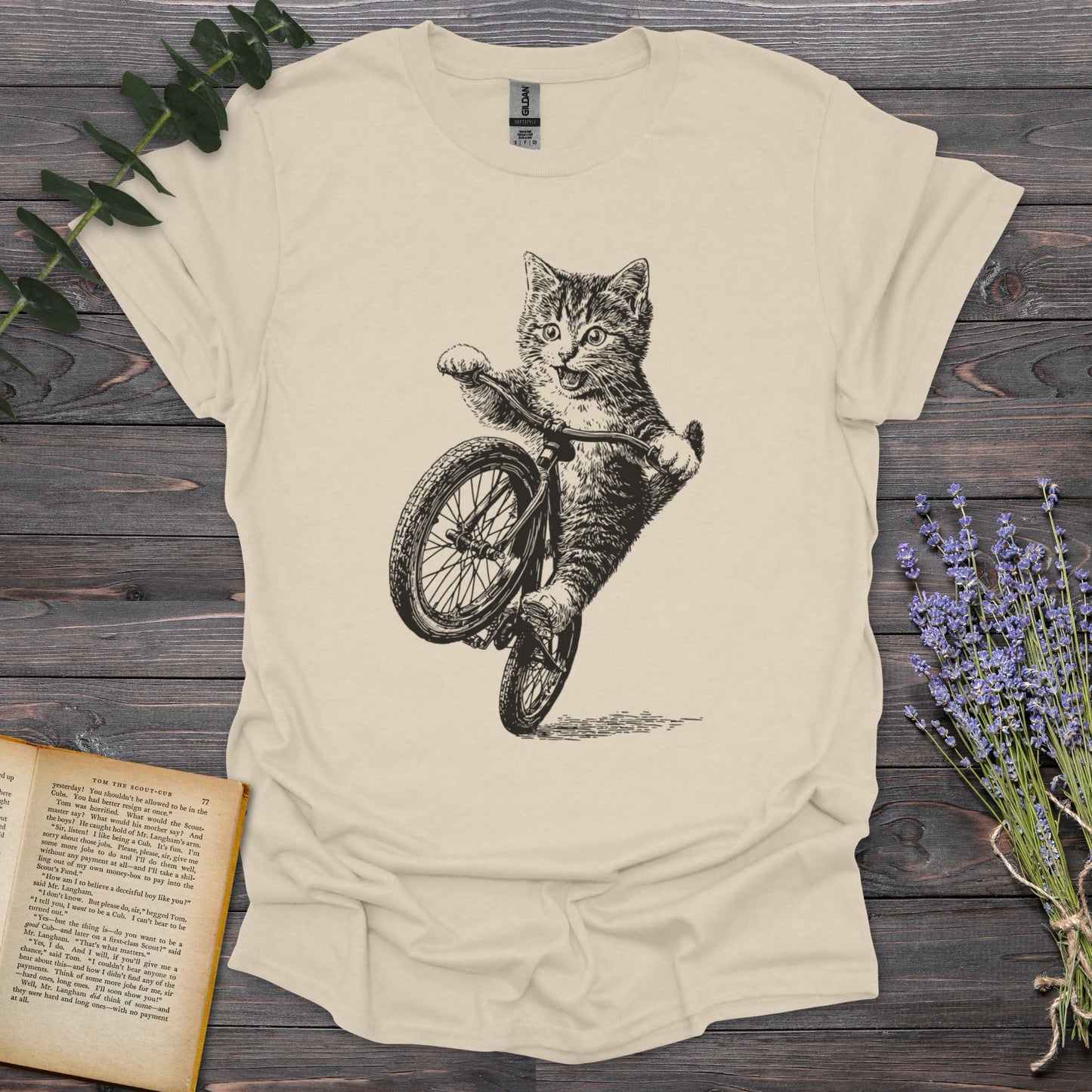 Kitten Bike T-Shirt | Comfort Colors® 1717 Natural