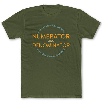 Fine Line T-Shirt - Funny Math Tee for Nerds & Geeks in Military Green