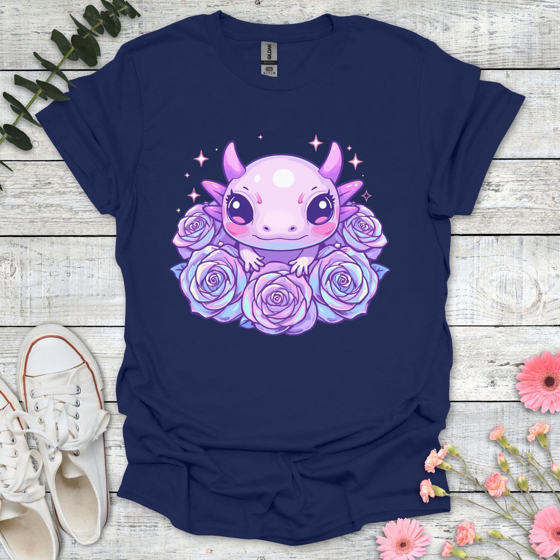 Cute Axolotl T-Shirt | Comfort Colors® 1717 Navy