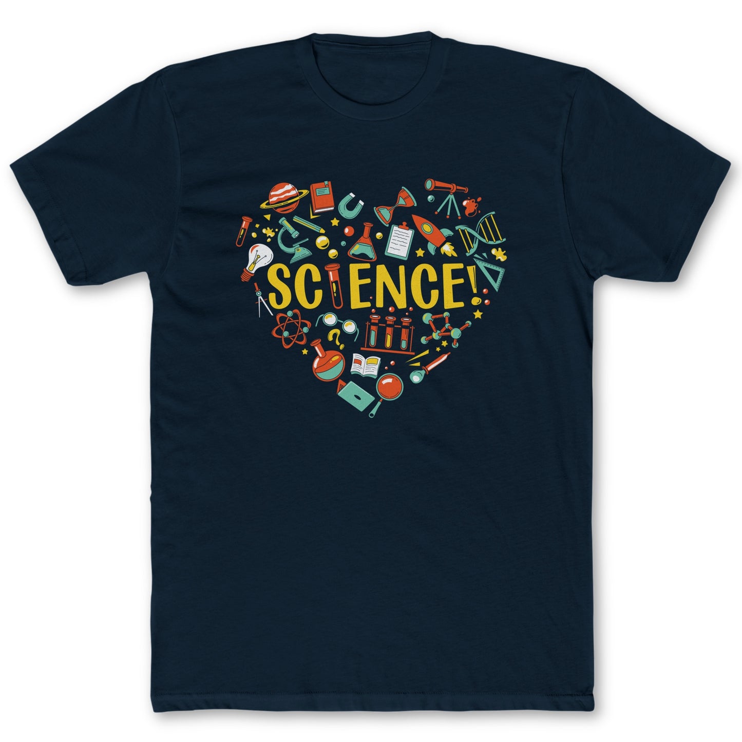 Science Heart T Shirt - Funny Science Tee for Nerds & Geeks in Navy