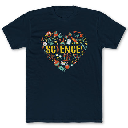 Science Heart T Shirt - Funny Science Tee for Nerds & Geeks in Navy