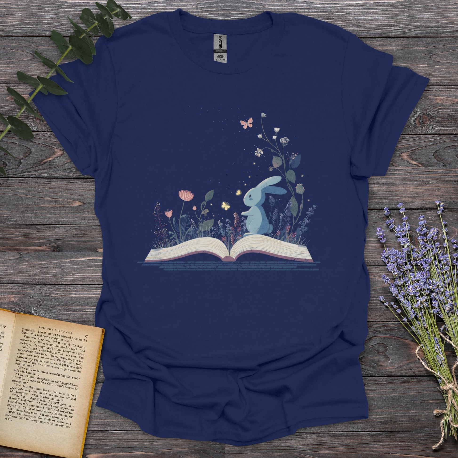 Book Bunny T-Shirt | Comfort Colors® 1717 Navy
