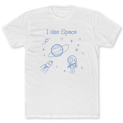 I Like Space Doodle T-Shirt - Funny Space Tee for Nerds & Geeks in White