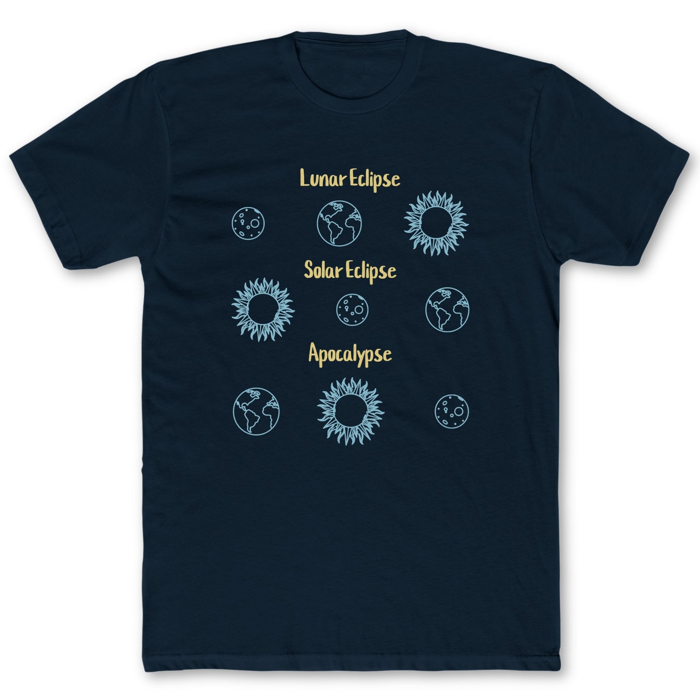 Eclipse Types T-Shirt - Funny Space Tee for Nerds & Geeks in Navy