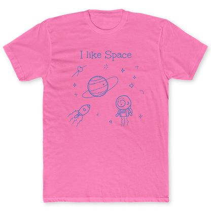 I Like Space Doodle T-Shirt - Funny Space Tee for Nerds & Geeks in Azalea
