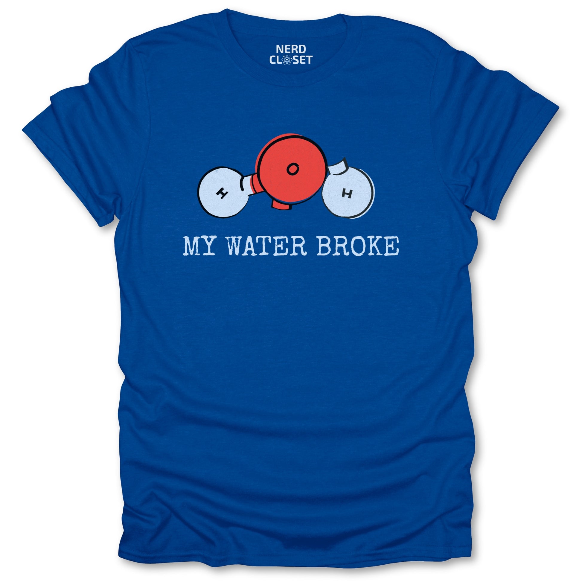 Broken Water T Shirt - Funny Science Tee for Nerds & Geeks in Royal