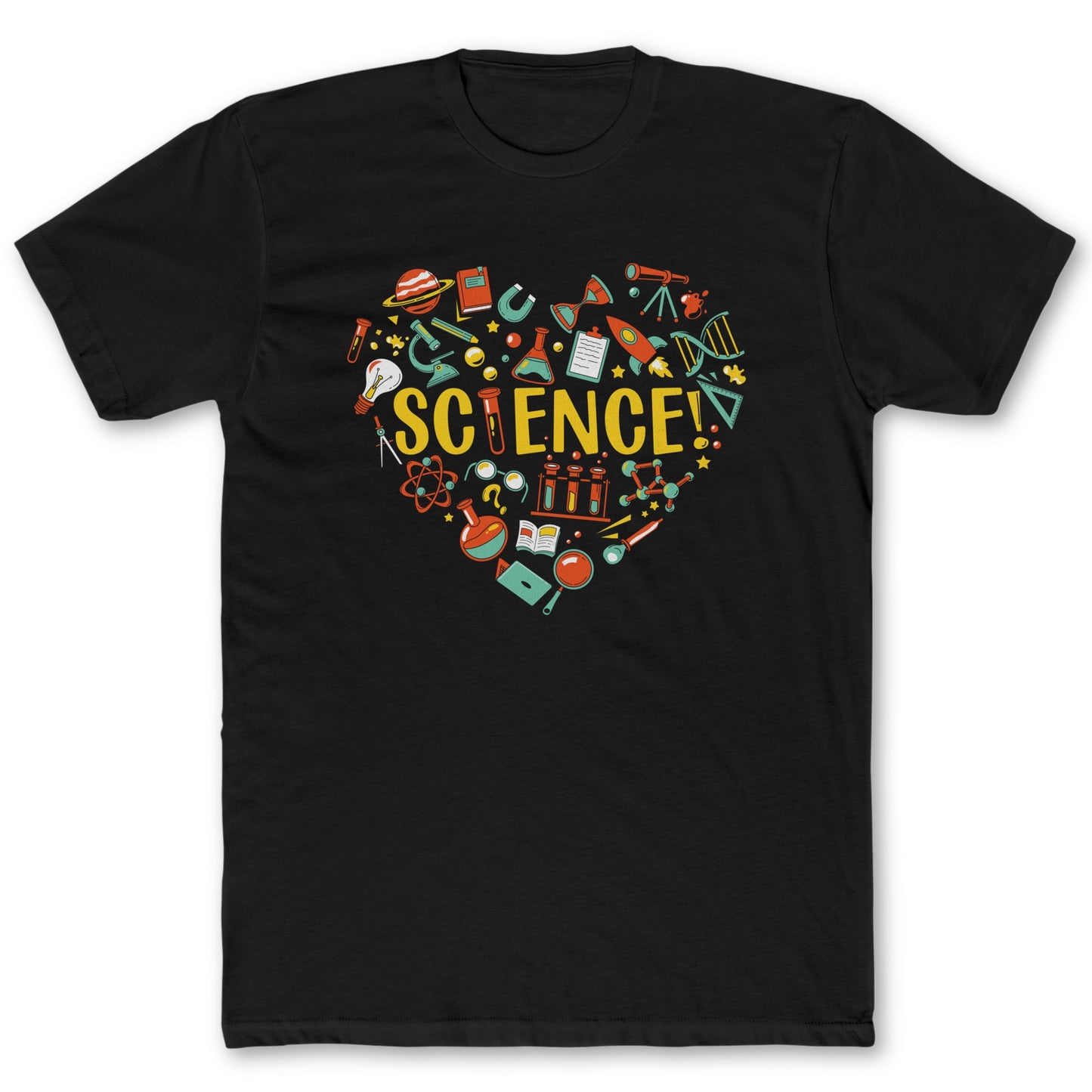 Science Heart T Shirt - Funny Science Tee for Nerds & Geeks in Black
