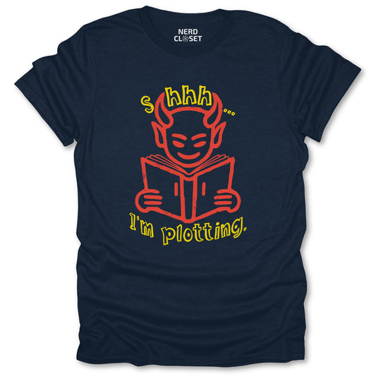I'm Plotting T-Shirt - Funny Bookish Tee for Nerds & Geeks in Navy