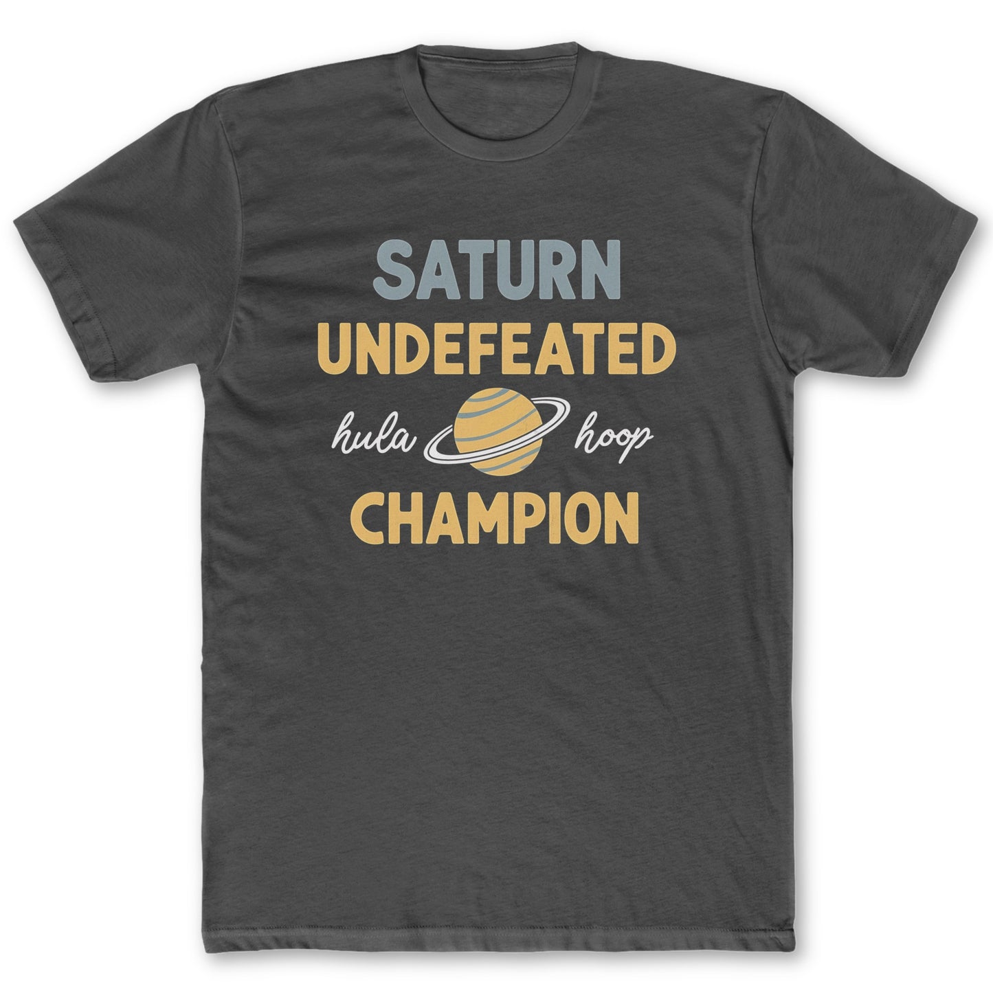 Hula Hoop Champion T-Shirt - Funny Space Tee for Nerds & Geeks in Charcoal