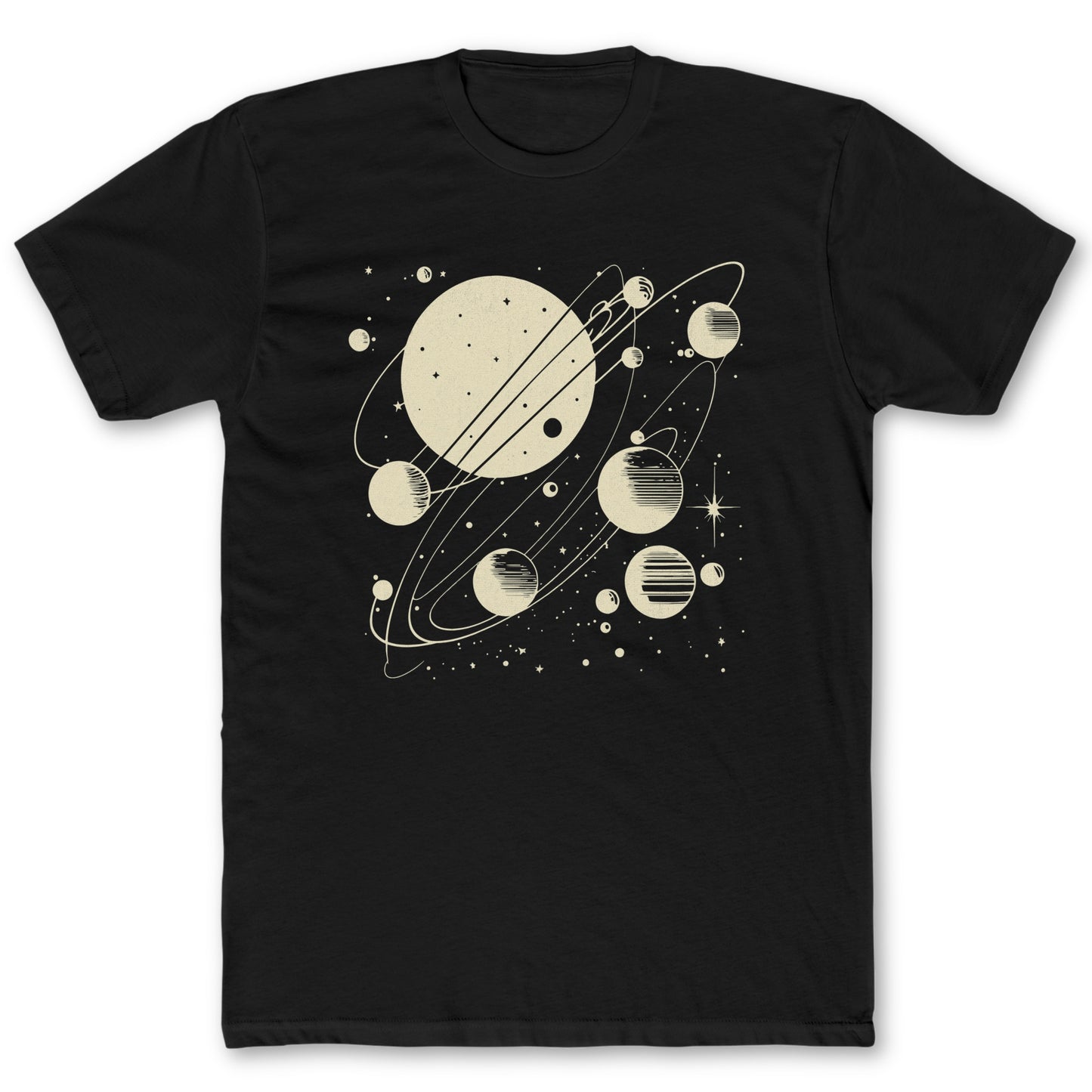 Vintage Planets T-Shirt - Funny Space Tee for Nerds & Geeks in Black