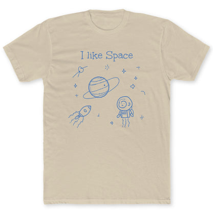I Like Space Doodle T-Shirt - Funny Space Tee for Nerds & Geeks in Sand