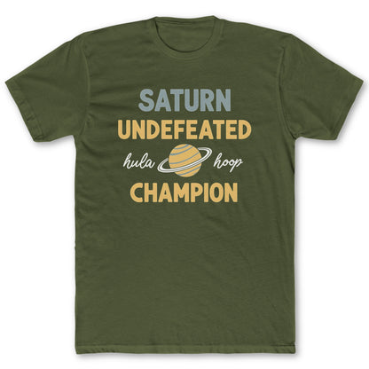 Hula Hoop Champion T-Shirt - Funny Space Tee for Nerds & Geeks in Military Green