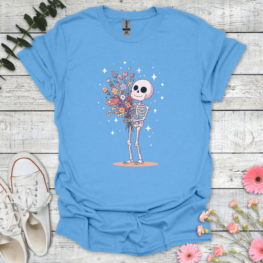 Skeleton Flowers T-Shirt | Comfort Colors® 1717 Carolina Blue