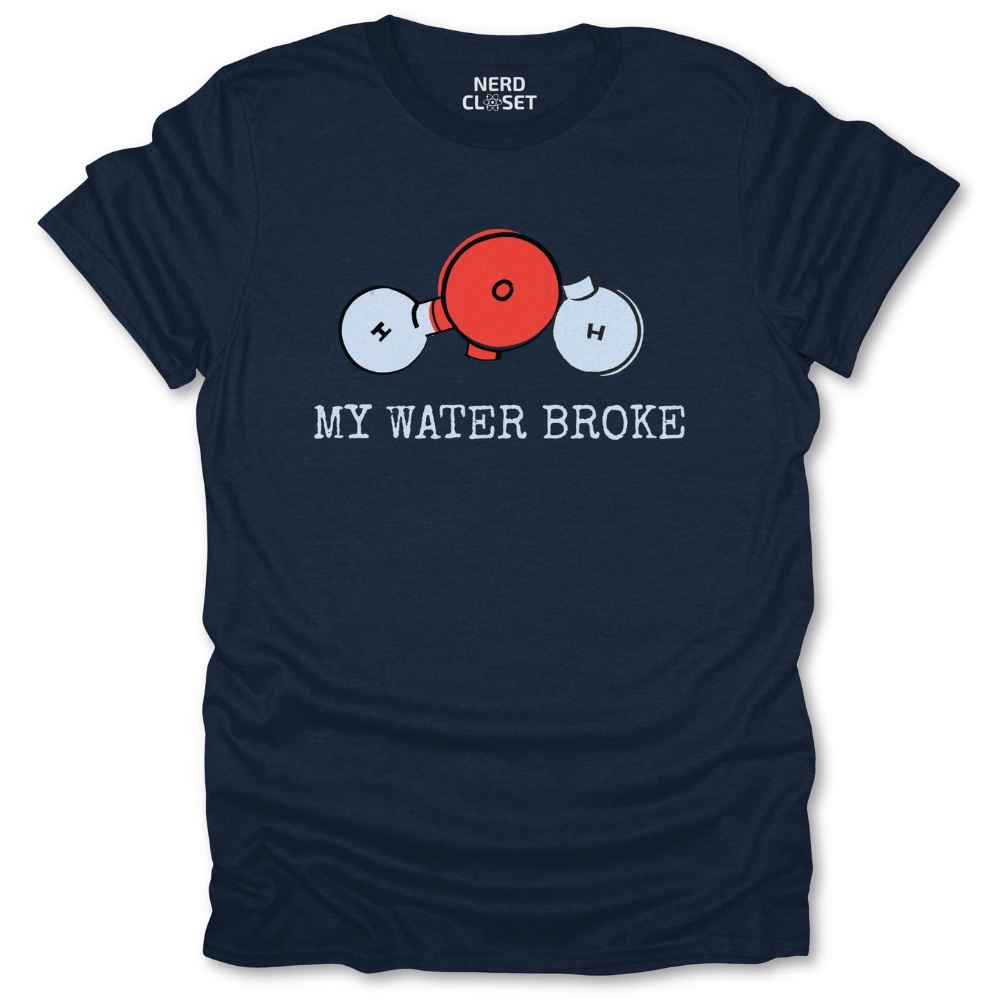 Broken Water T Shirt - Funny Science Tee for Nerds & Geeks in Navy
