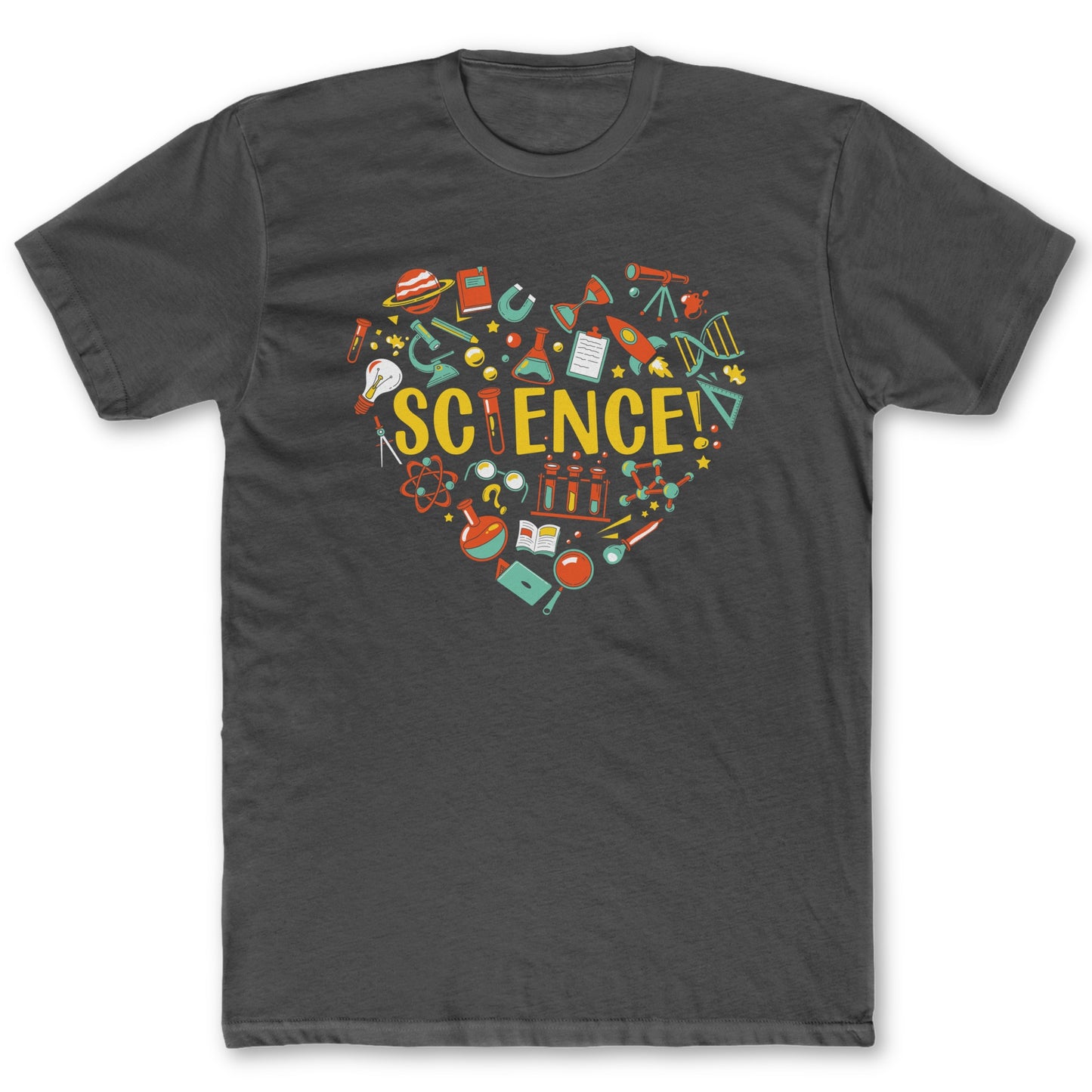 Science Heart T Shirt - Funny Science Tee for Nerds & Geeks in Charcoal