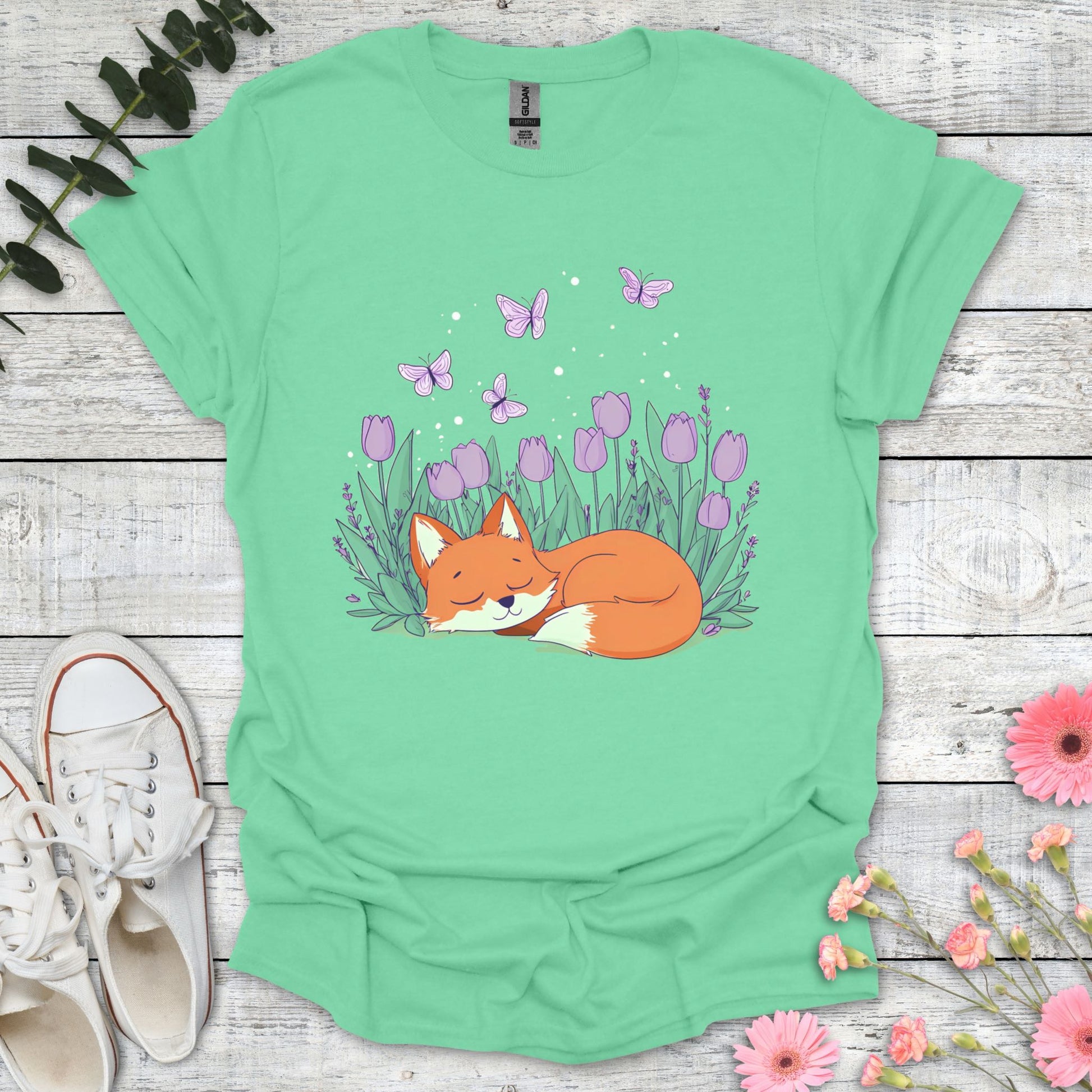 Fox Nap T-Shirt | Comfort Colors® 1717 Mint