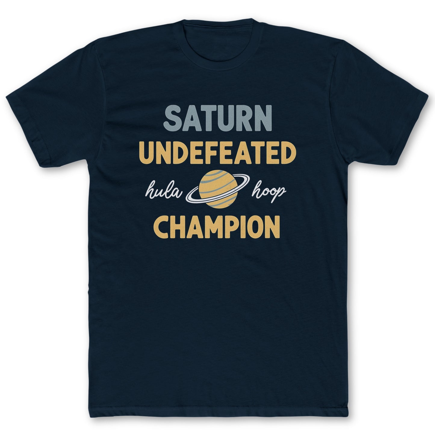 Hula Hoop Champion T-Shirt - Funny Space Tee for Nerds & Geeks in Navy