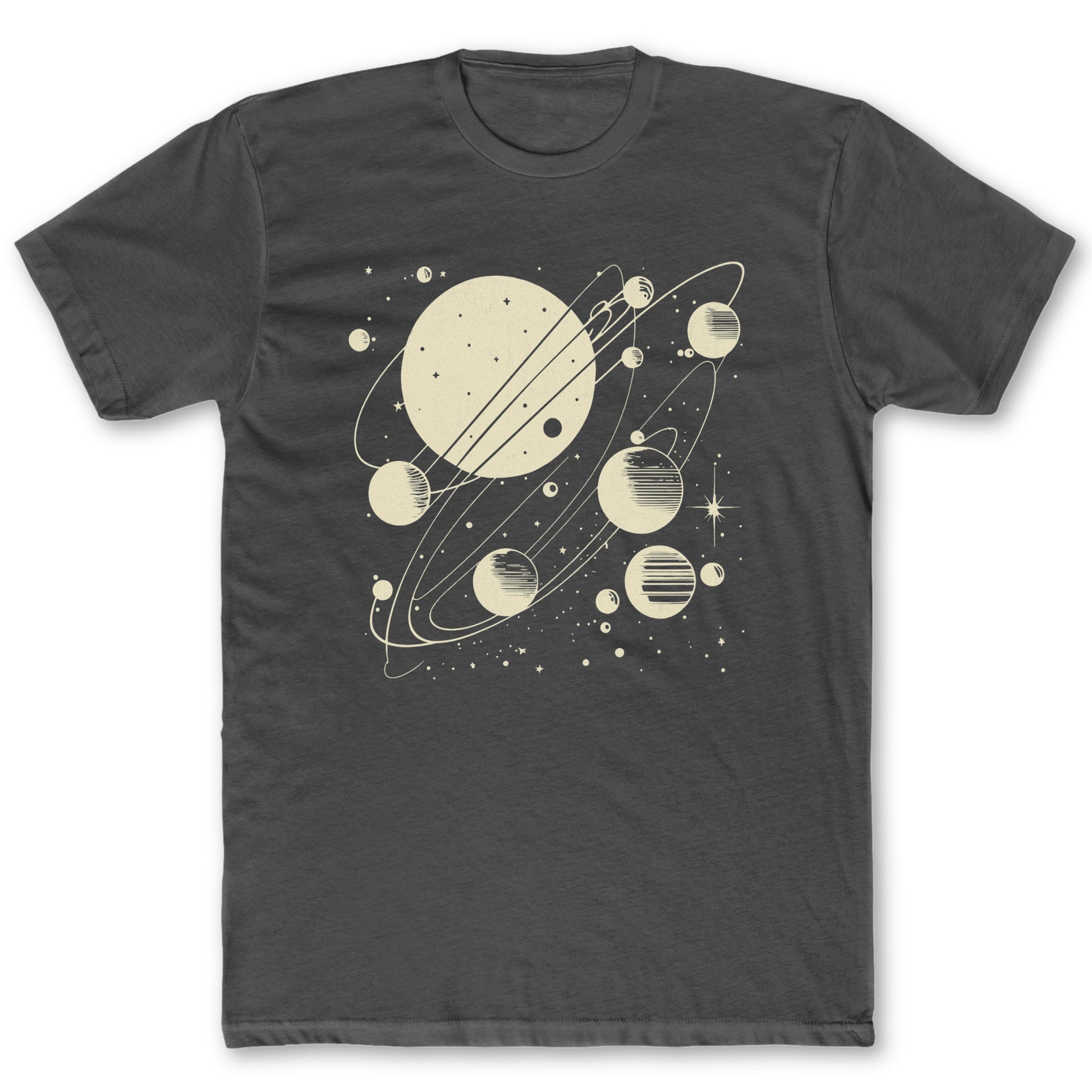 Vintage Planets T-Shirt - Funny Space Tee for Nerds & Geeks in Charcoal