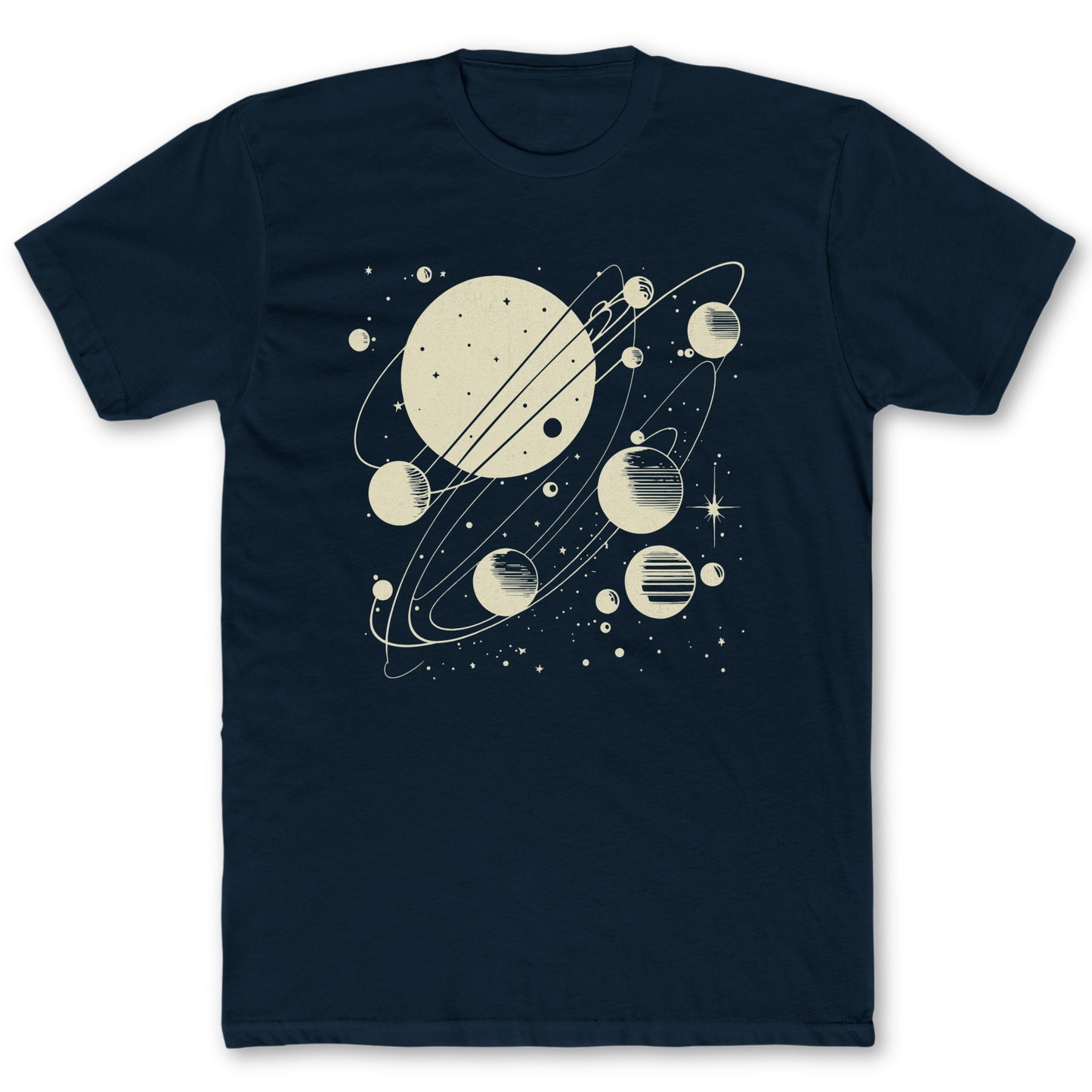 Vintage Planets T-Shirt - Funny Space Tee for Nerds & Geeks in Navy