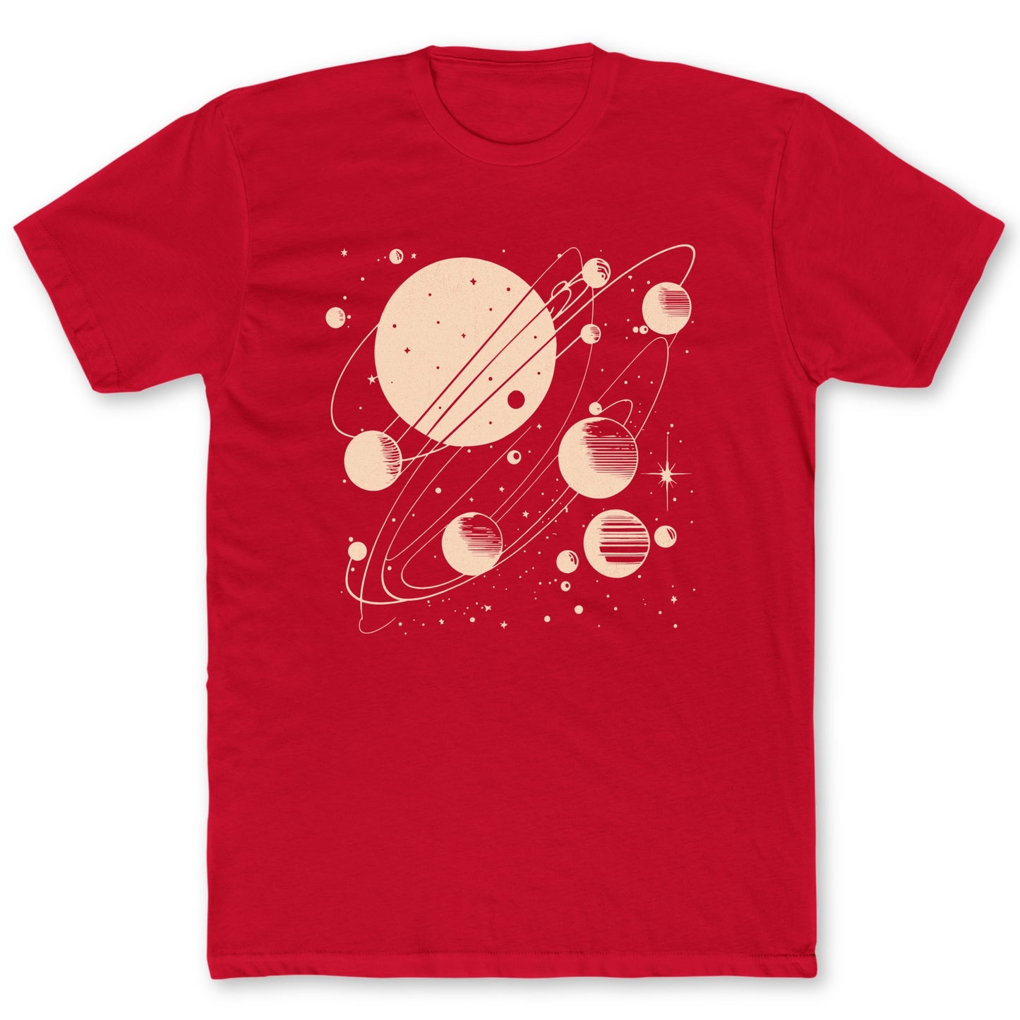 Vintage Planets T-Shirt - Funny Space Tee for Nerds & Geeks in Red