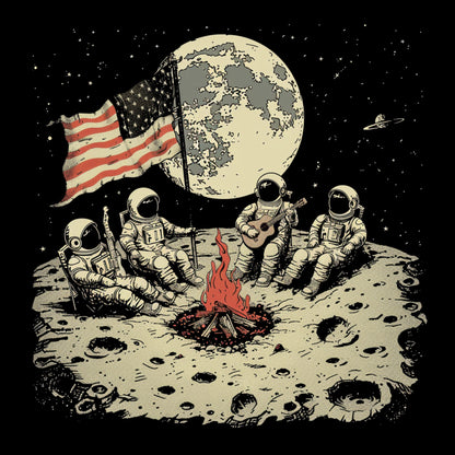 Astronaut Campfire T-Shirt - Funny Space Tee for Nerds & Geeks in Black