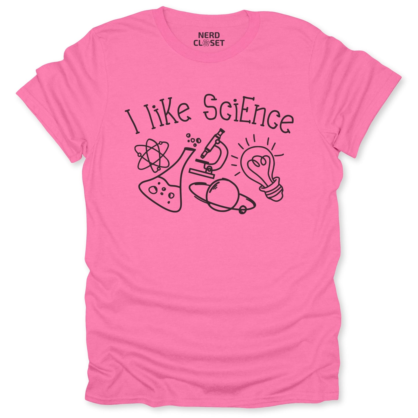 I Like Science Doodle T-Shirt - Funny Science Tee for Nerds & Geeks in Azalea