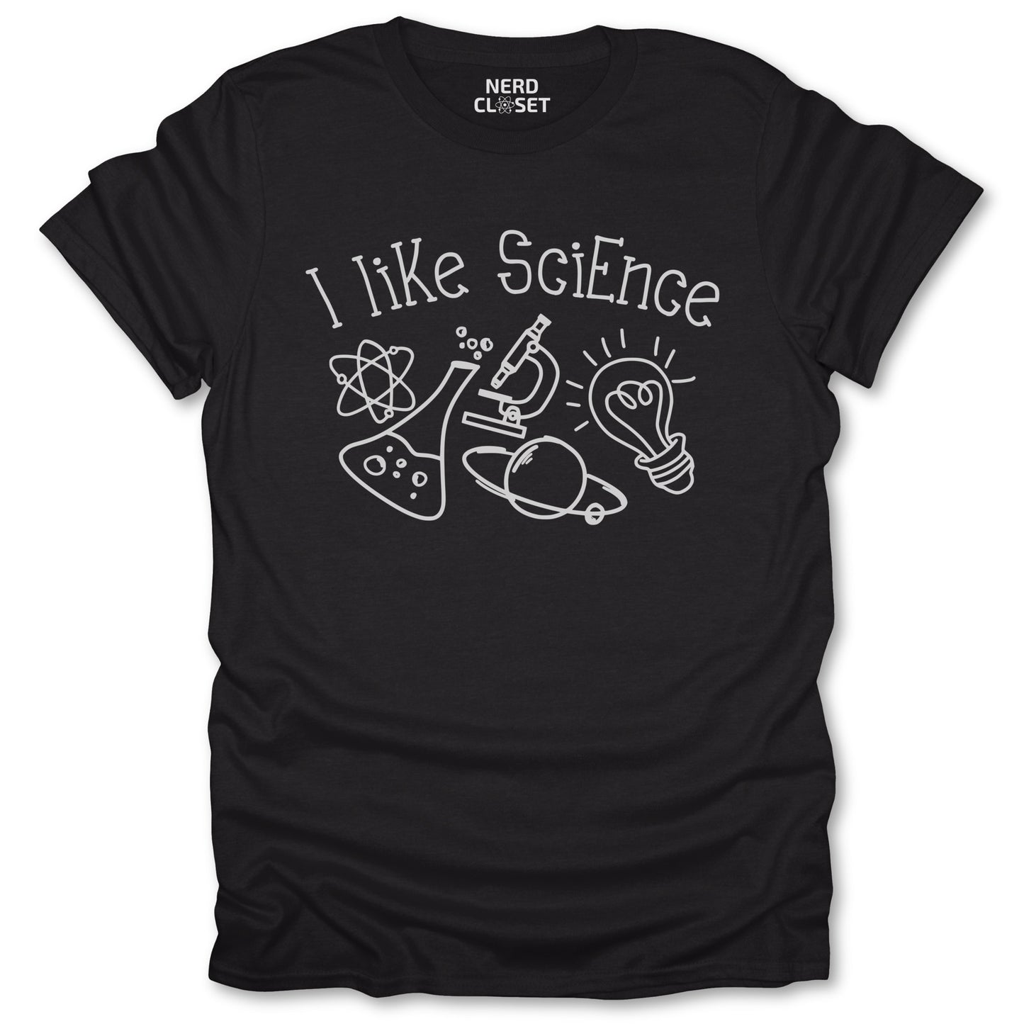 I Like Science Doodle T-Shirt - Funny Science Tee for Nerds & Geeks in Black