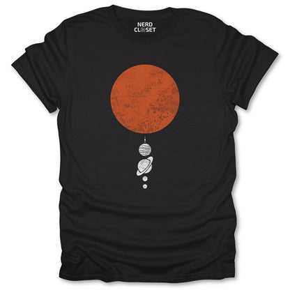 To Scale Solar System T-Shirt - Funny Space Tee for Nerds & Geeks in Black