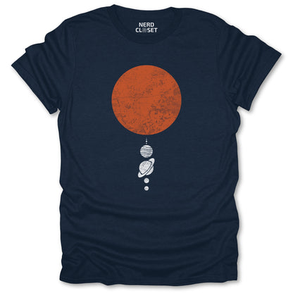 To Scale Solar System T-Shirt - Funny Space Tee for Nerds & Geeks in Navy