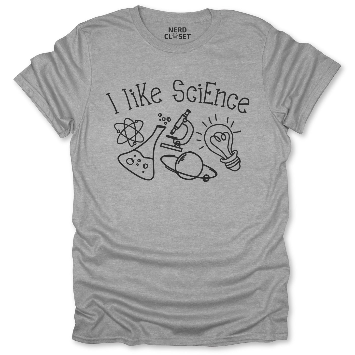 I Like Science Doodle T-Shirt - Funny Science Tee for Nerds & Geeks in Sport Grey