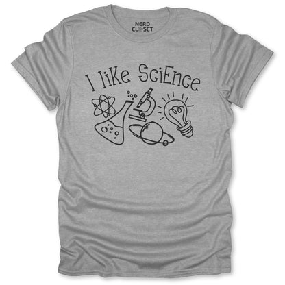 I Like Science Doodle T-Shirt - Funny Science Tee for Nerds & Geeks in Sport Grey