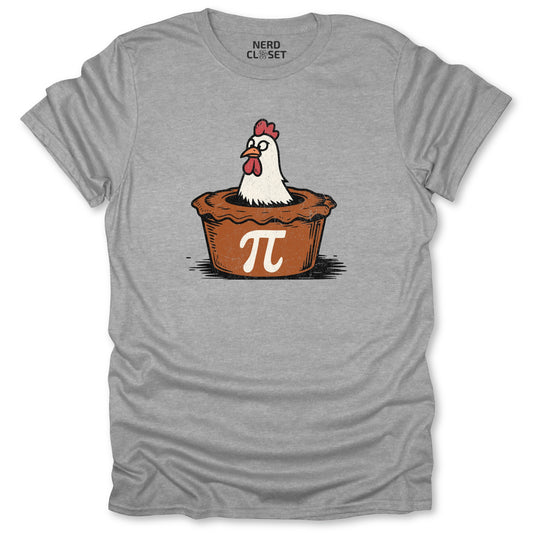 Chicken Pot Pi T-Shirt - Funny Math Tee for Nerds & Geeks in Sport Grey